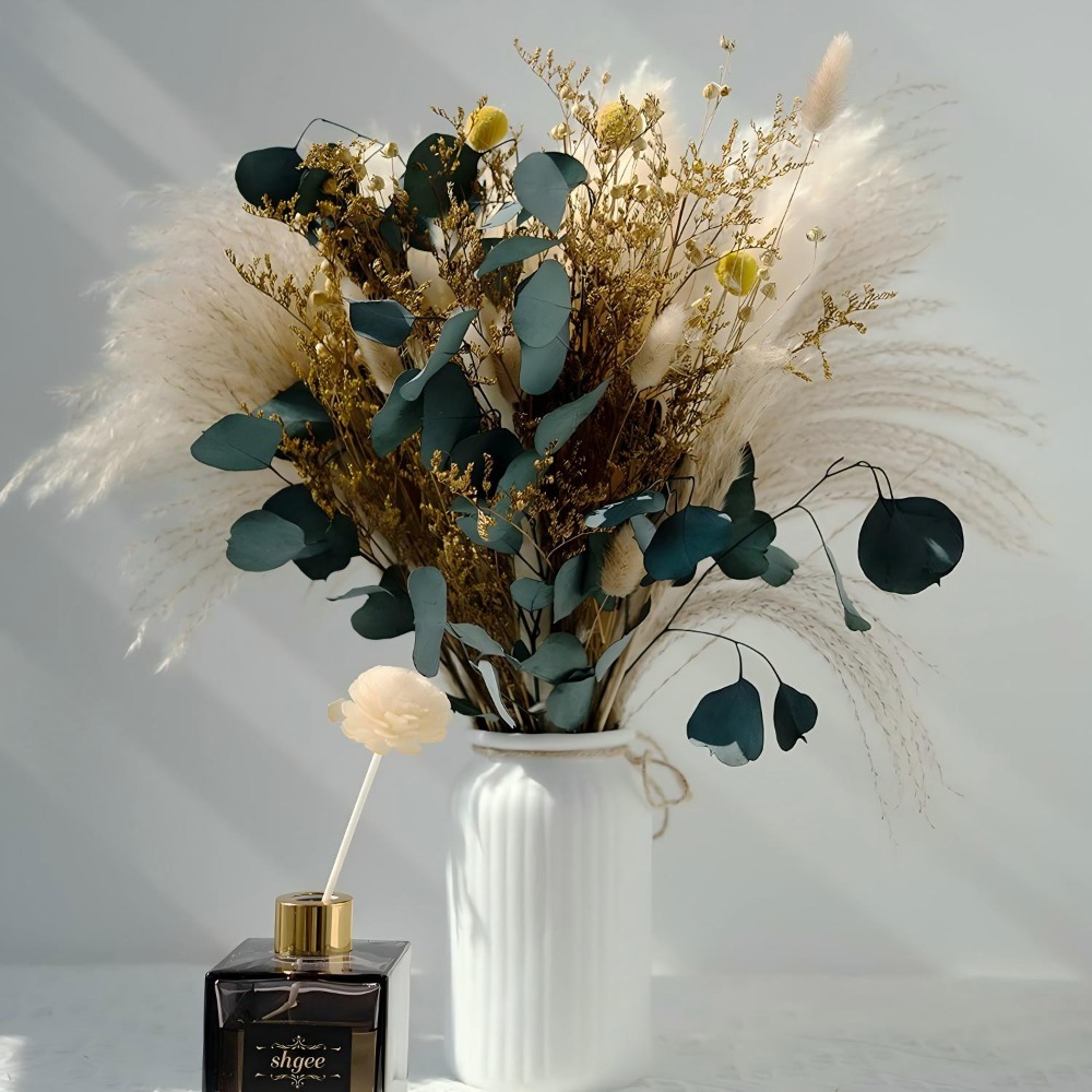 Buquê de Capim-dos-Pampas Seco - Eucalyptus Preserved avaliação e preço