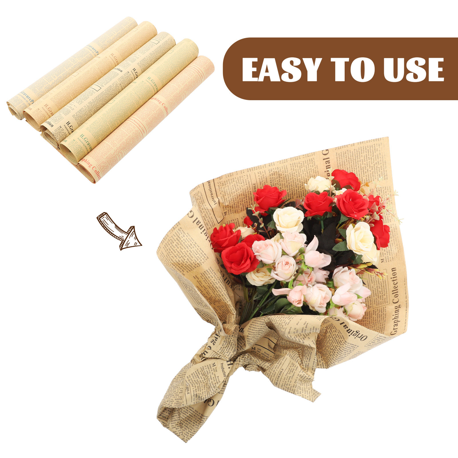 20 Peças de Papel de Jornal pa - Flower Wrap Kraft avaliação e preço